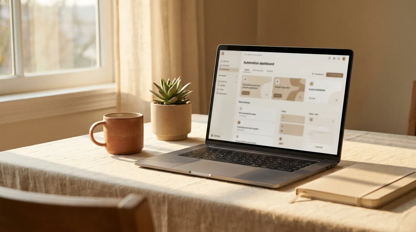 A warm, quiet workspace running on autopilot